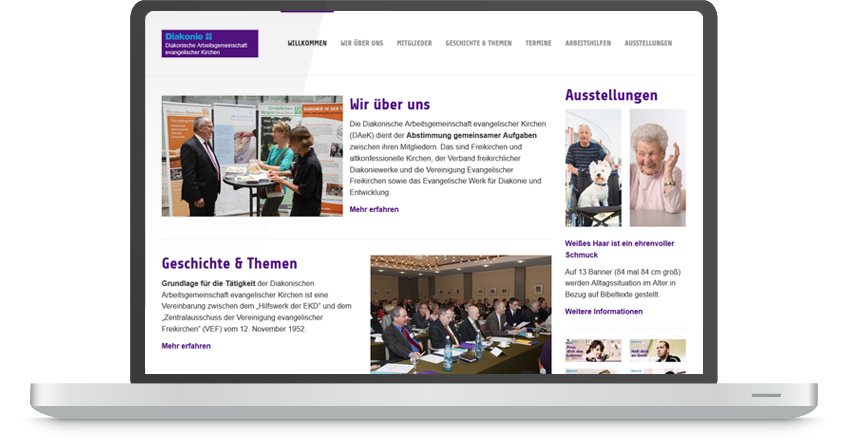 Neues Webdesign für die Diakonische Arbeitsgemeinschaft evangelischer Kirchen (DAeK)
