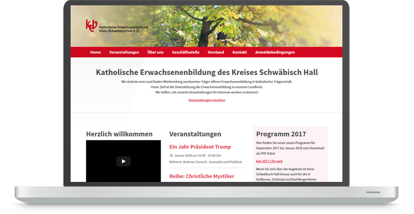 Der neue Internetauftritt der Katholische Erwachsenenbildung des Kreises Schwäbisch Hall